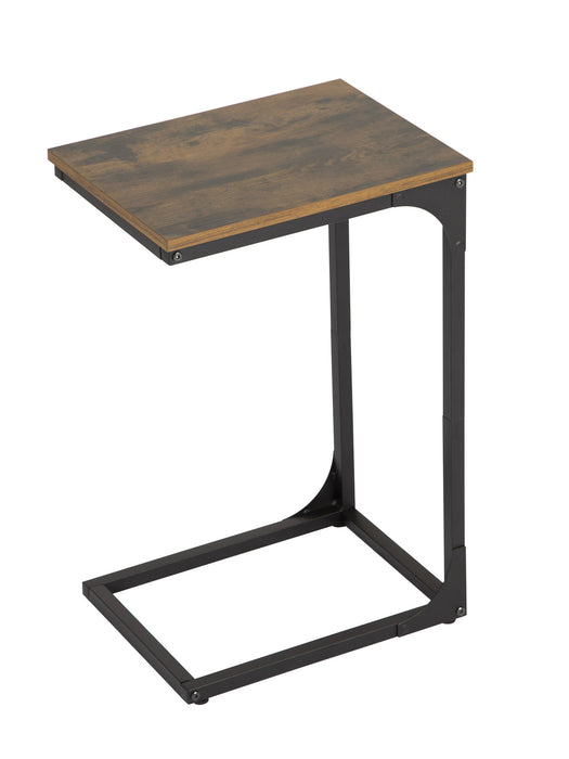 C-Shaped End Table 24 Inch Adjustable Feet Sofa Table Small Bedside Table Easy to Move Couch Table with Metal Frame for Bedroom Living Room Office