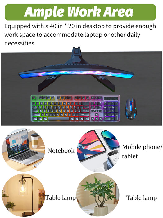 39.4" Inch Computer Desk, Home Office Desk, Modern Work Desk, Writing Desk for Small Space, Simple Desk, PC Table, Gaming Desk, Space-Saving Workstation