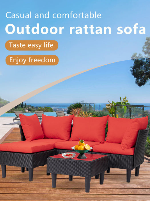 5 Pieces Outdoor Patio Furniture Sets, Outdoor Wicker Conversation Set, Easy Assembly Patio Furniture with Sofas