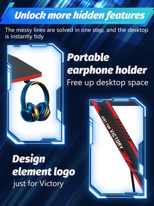 Gaming Desk 39.4 Inch Z Shaped Carbon Fiber Surface Desktop Computer Table PC Workstaion Gaming Table with Headphone Hook