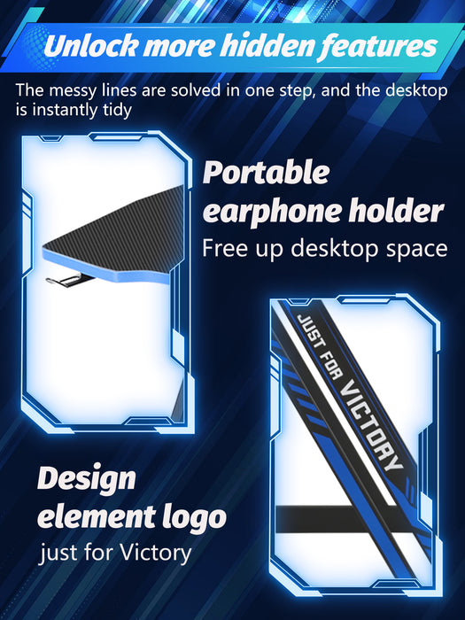 Gaming Desk 39.4 Inch Z Shaped Carbon Fiber Surface Desktop Computer Table PC Workstaion Gaming Table with Headphone Hook