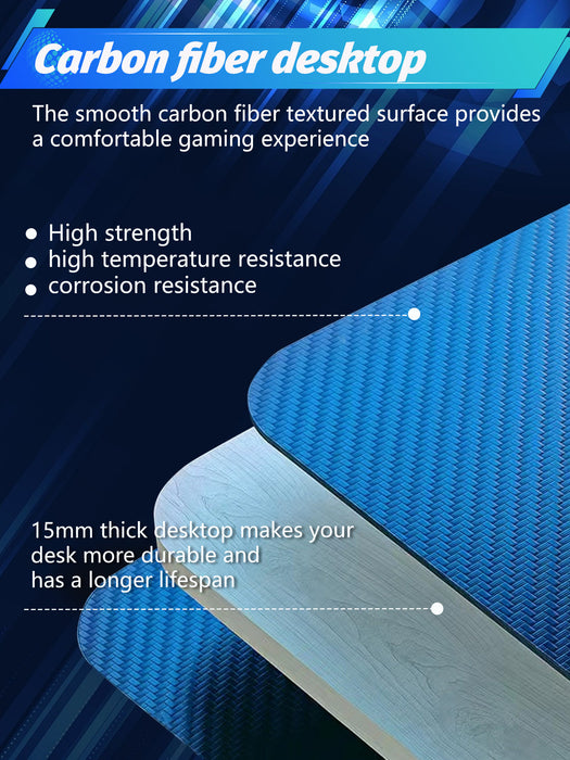 Gaming Desk 39.4 Inch Z Shaped Carbon Fiber Surface Desktop Computer Table PC Workstaion Gaming Table with Headphone Hook