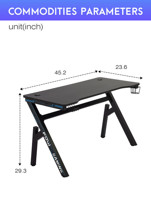 47 Inch Gaming Computer Desk Ergonomic Carbon Fiber PC Table Large Computer Desk PC Gaming Workstation Home Office Desks with Cup Holder Headphone Hook