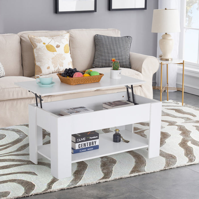Lift Top Coffee Table with Hidden Compartment and Storage Shelf