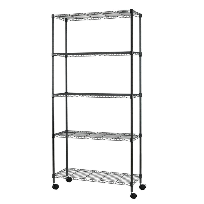 5 Tier Layer Wire Metal Shelving Unit with Wheels