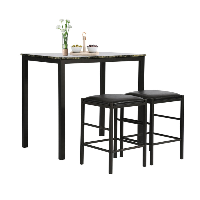 Marble Rectangular Breakfast Wood Table Dining Set