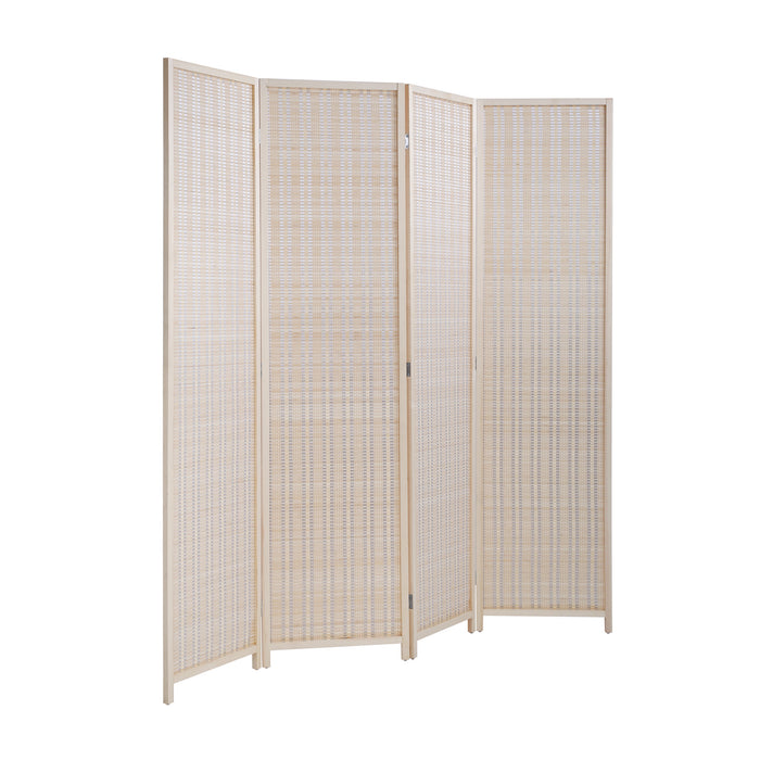 Bamboo 4 Panel Privacy Wall Divider Wood  Living Room