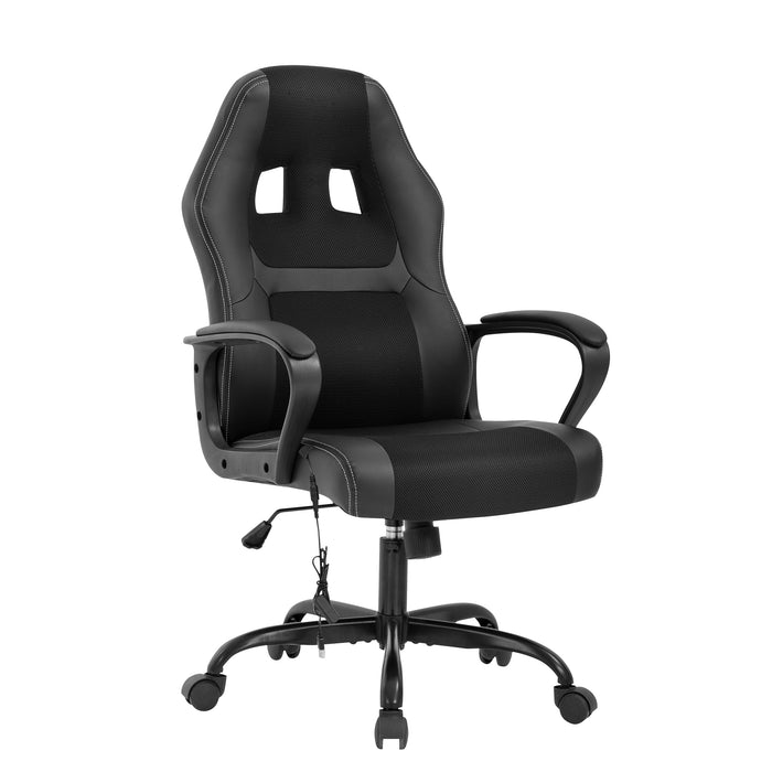 Adjustable PU Lumbar Massage Support Leather Racing Chair