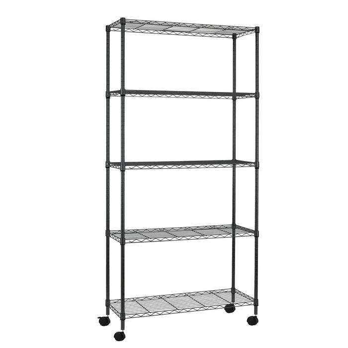 5 Tier Layer Wire Metal Shelving Unit with Wheels