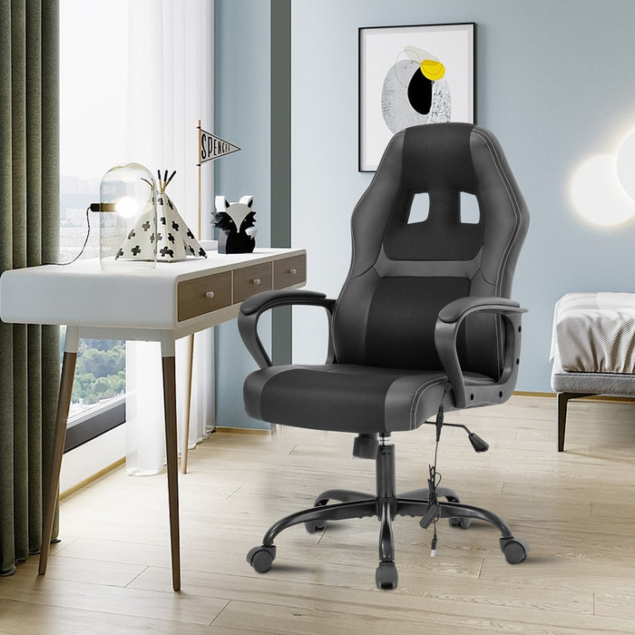 Adjustable PU Lumbar Massage Support Leather Racing Chair