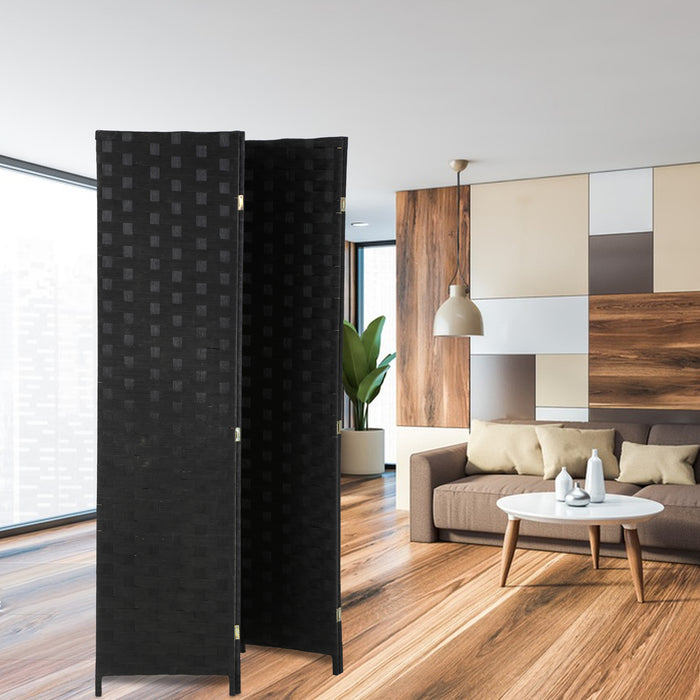 Hand-Woven Design Indoor Folding Portable  Wood Mesh Room Divider