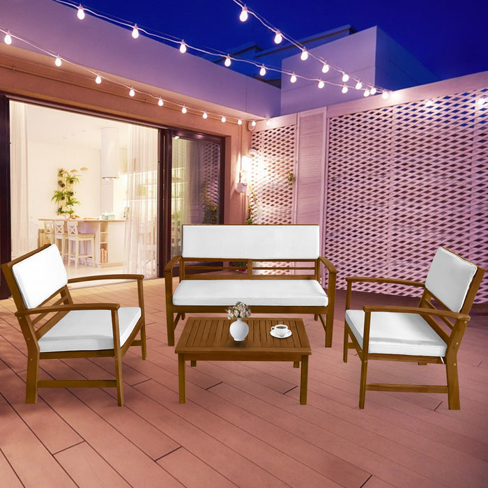 4-Piece Acacia Wood Outdoor Seating Set