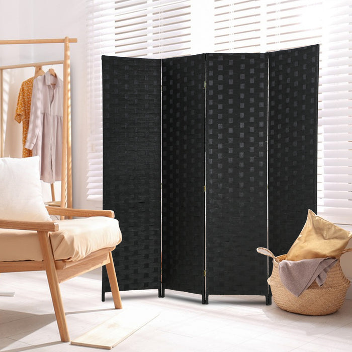 Hand-Woven Design Indoor Folding Portable  Wood Mesh Room Divider