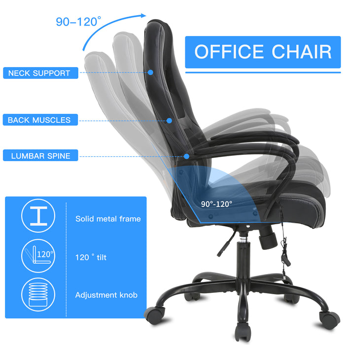 Adjustable PU Lumbar Massage Support Leather Racing Chair