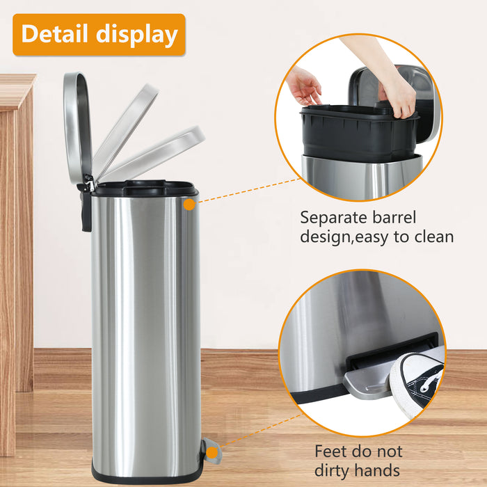 Fingerprint Proof Stainless Steel Kitchen Garbage Can