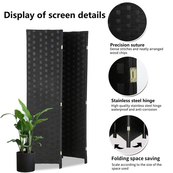 Hand-Woven Design Indoor Folding Portable  Wood Mesh Room Divider