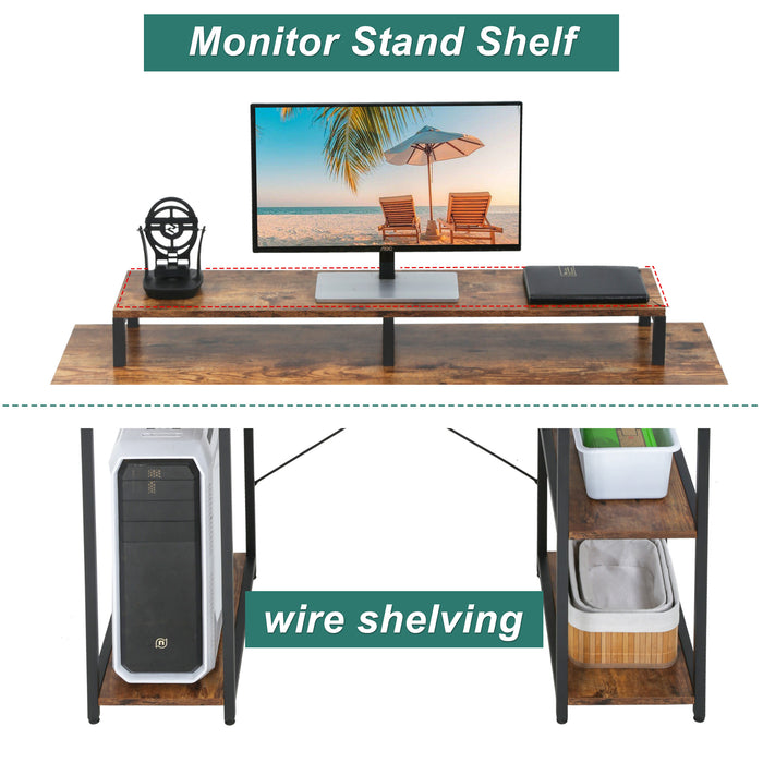 46" Gaming Storage Shelves Writing Desk
