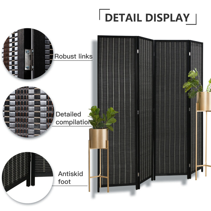 Bamboo 4 Panel Privacy Wall Divider Wood  Living Room