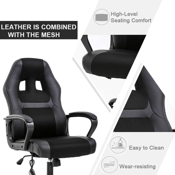 Adjustable PU Lumbar Massage Support Leather Racing Chair