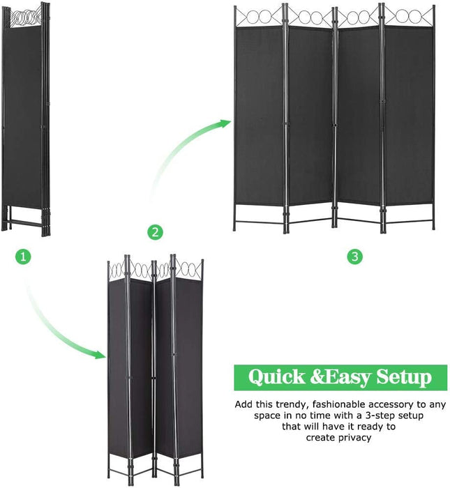 4 Panel Freestanding Partition Divider  Room Separation