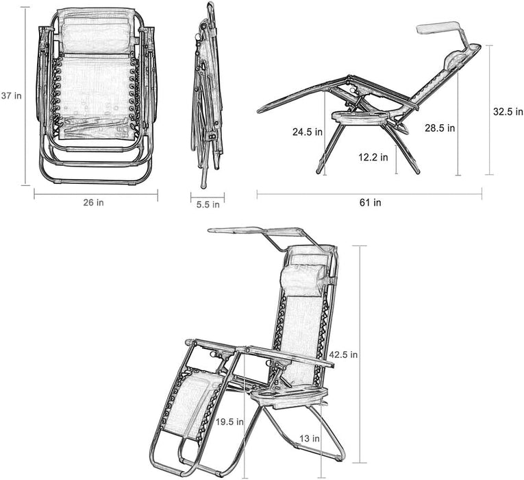 Zero Gravity Chair Patio Chairs Lounge Chair 2 Pack Recliner