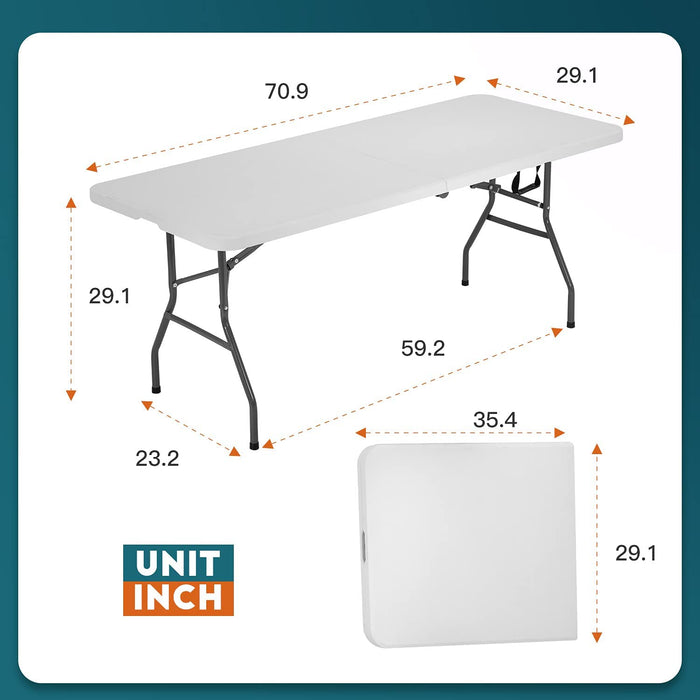 Plastic 6ft Folding Table for Parties  Backyard  Events