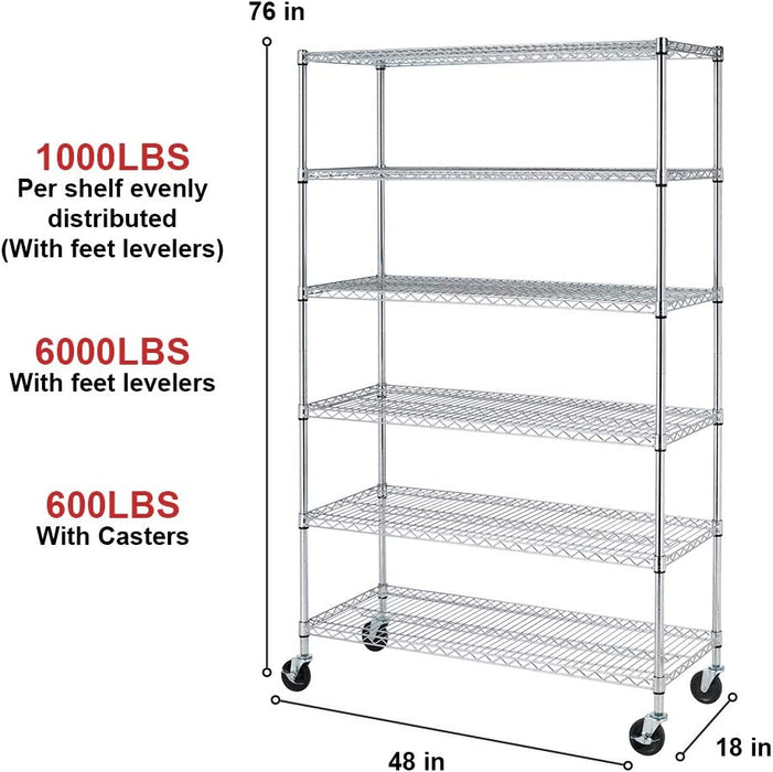 Wire Shelving Unit 6-shelf Large Storage Shelves
