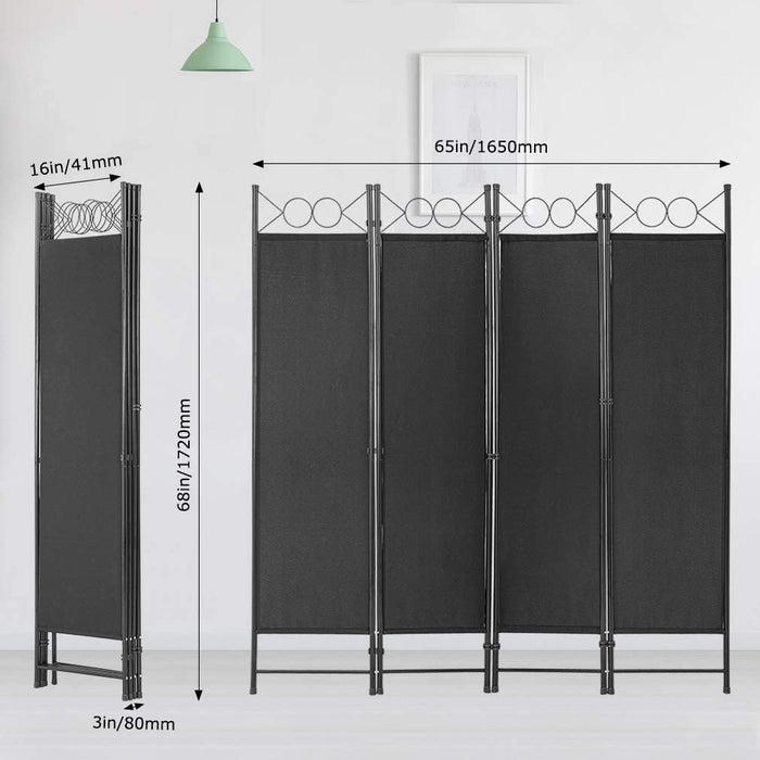 4 Panel Freestanding Partition Divider  Room Separation
