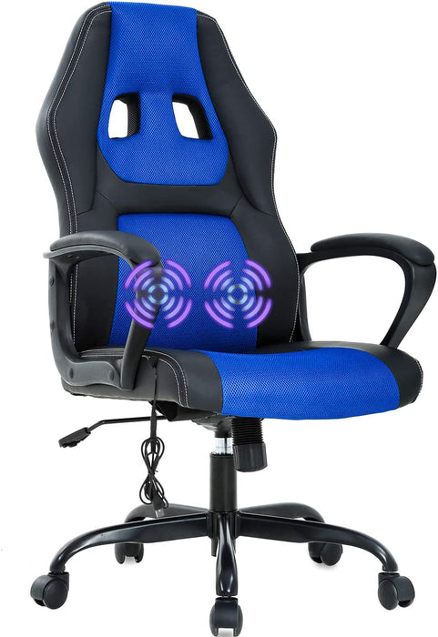 Adjustable PU Lumbar Massage Support Leather Racing Chair