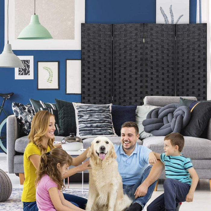 Hand-Woven Design Indoor Folding Portable  Wood Mesh Room Divider