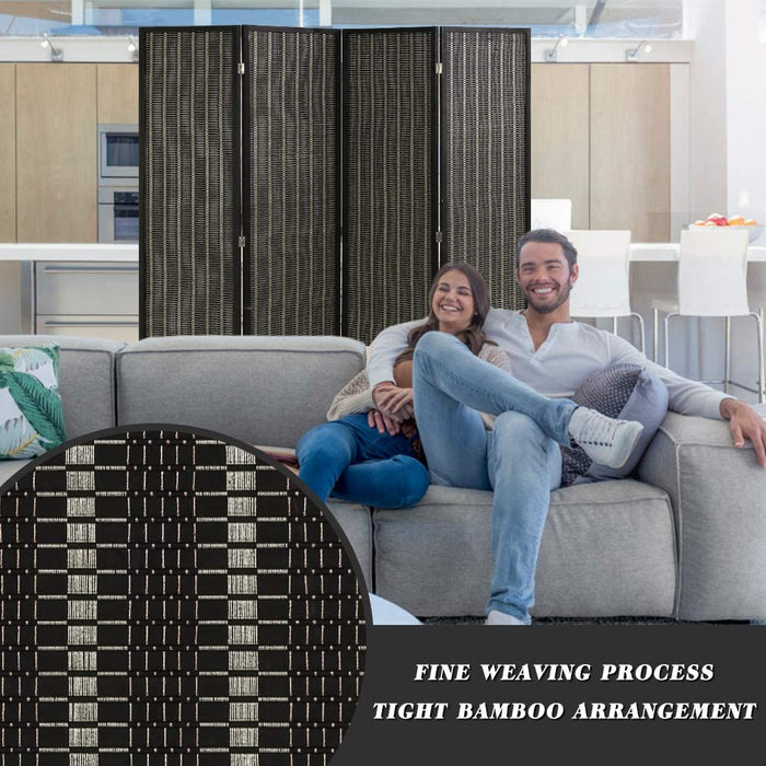 Bamboo 4 Panel Privacy Wall Divider Wood  Living Room