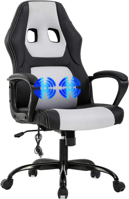 Adjustable PU Lumbar Massage Support Leather Racing Chair