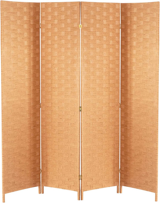 Hand-Woven Design Indoor Folding Portable  Wood Mesh Room Divider
