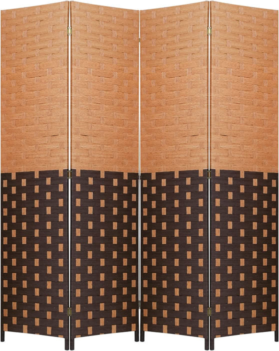 Hand-Woven Design Indoor Folding Portable  Wood Mesh Room Divider