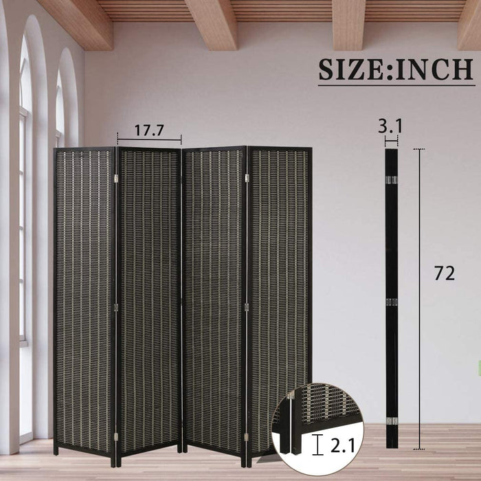 Bamboo 4 Panel Privacy Wall Divider Wood  Living Room