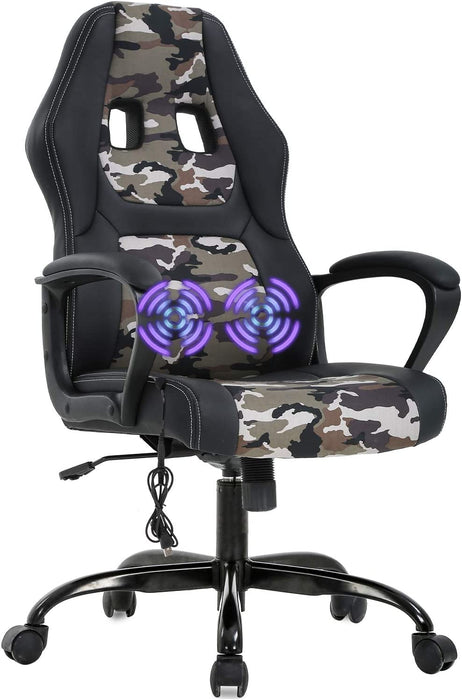 Adjustable PU Lumbar Massage Support Leather Racing Chair