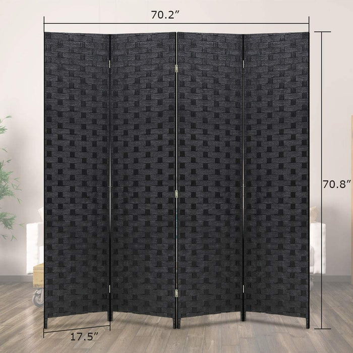 Hand-Woven Design Indoor Folding Portable  Wood Mesh Room Divider