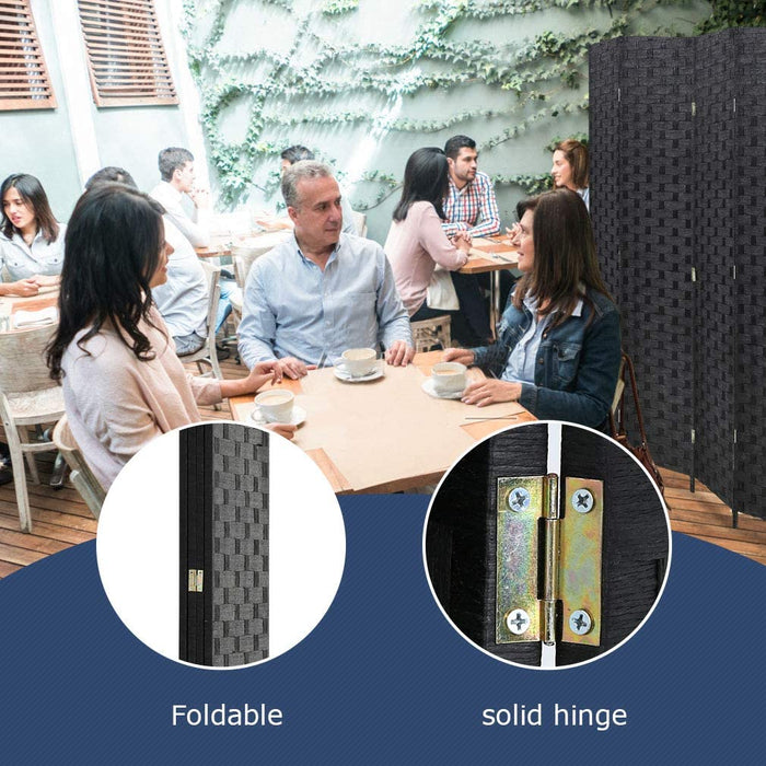 Hand-Woven Design Indoor Folding Portable  Wood Mesh Room Divider