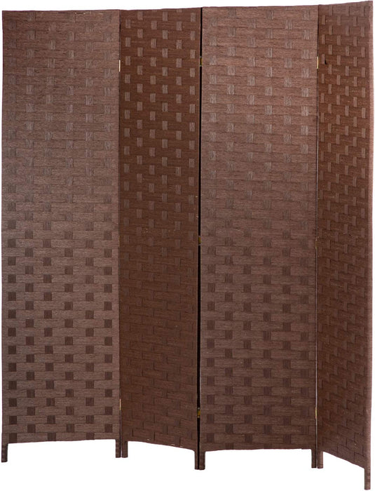 Hand-Woven Design Indoor Folding Portable  Wood Mesh Room Divider
