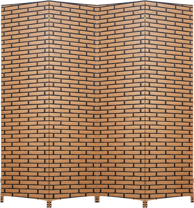 Hand-Woven Design Indoor Folding Portable  Wood Mesh Room Divider