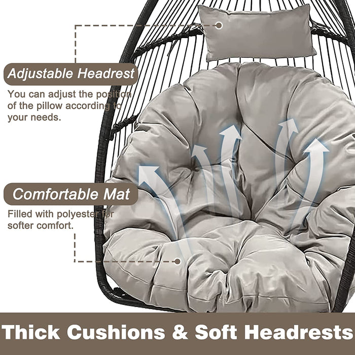 Hanging Swing Chair UV Resistant Cushion with Stand for Indoor