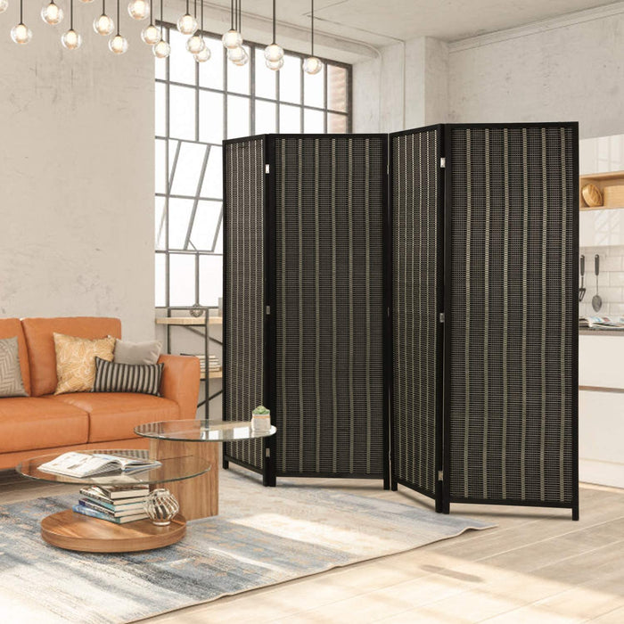 Bamboo 4 Panel Privacy Wall Divider Wood  Living Room