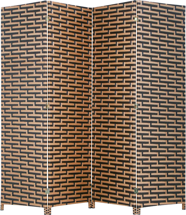 Hand-Woven Design Indoor Folding Portable  Wood Mesh Room Divider