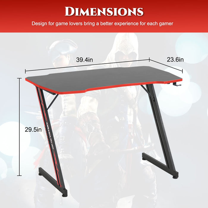 Z Shaped PC Table Gaming Desk