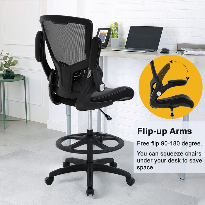 Flip Up Arms Ergonomic Drafting Chair