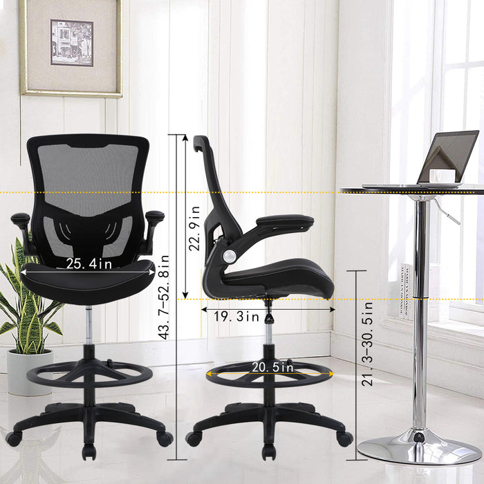 Flip Up Arms Ergonomic Drafting Chair