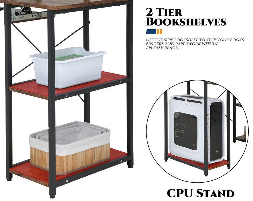 46" Gaming Storage Shelves Writing Desk