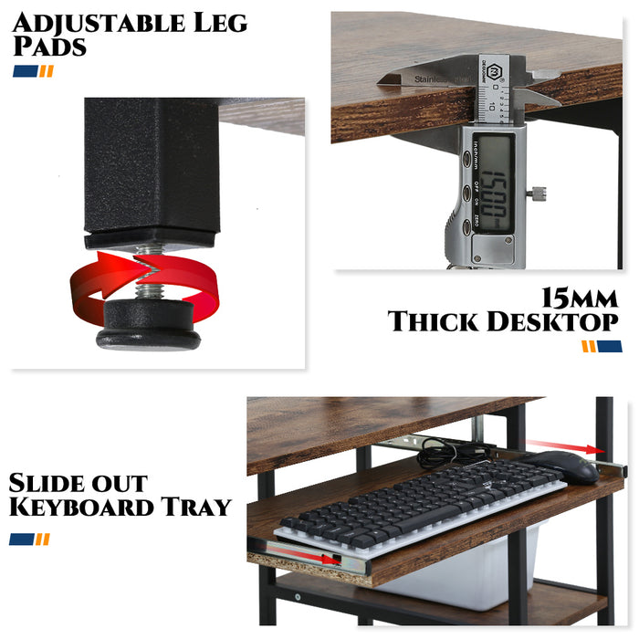 46" Gaming Storage Shelves Writing Desk