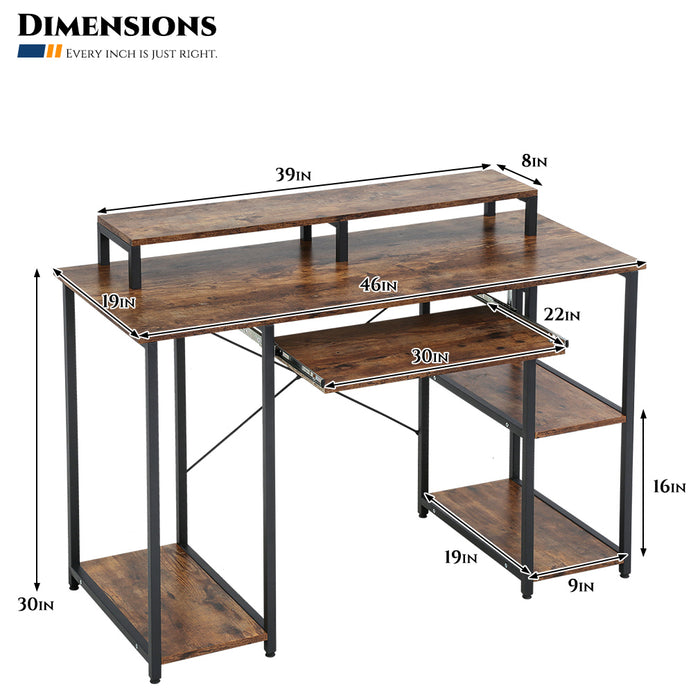 46" Gaming Storage Shelves Writing Desk