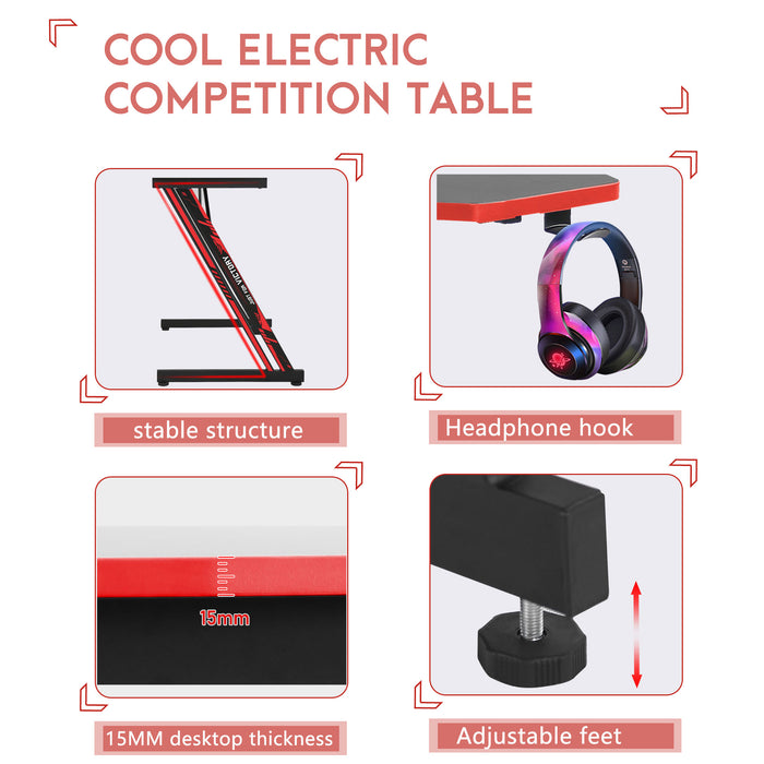 Z Shaped PC Table Gaming Desk